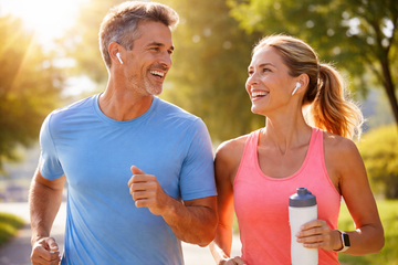 40 year old couple exercising and looking healthy after taking NAD 