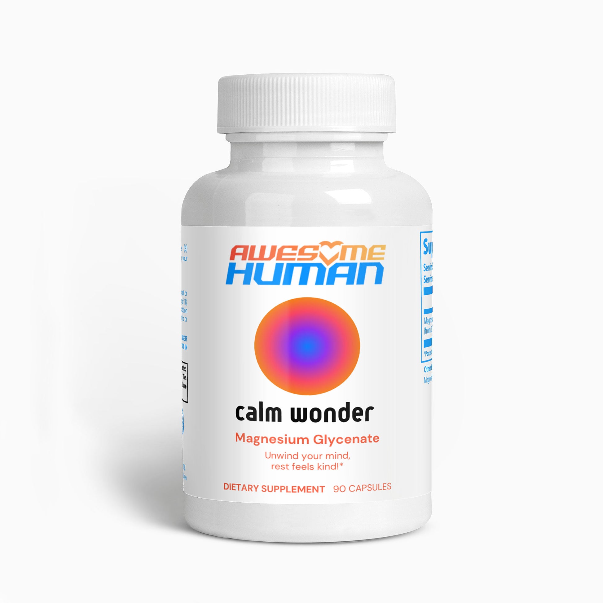 Magnesium Glycenate capsules for stress relief and calming effects for gen x men and women . single ingredient . 